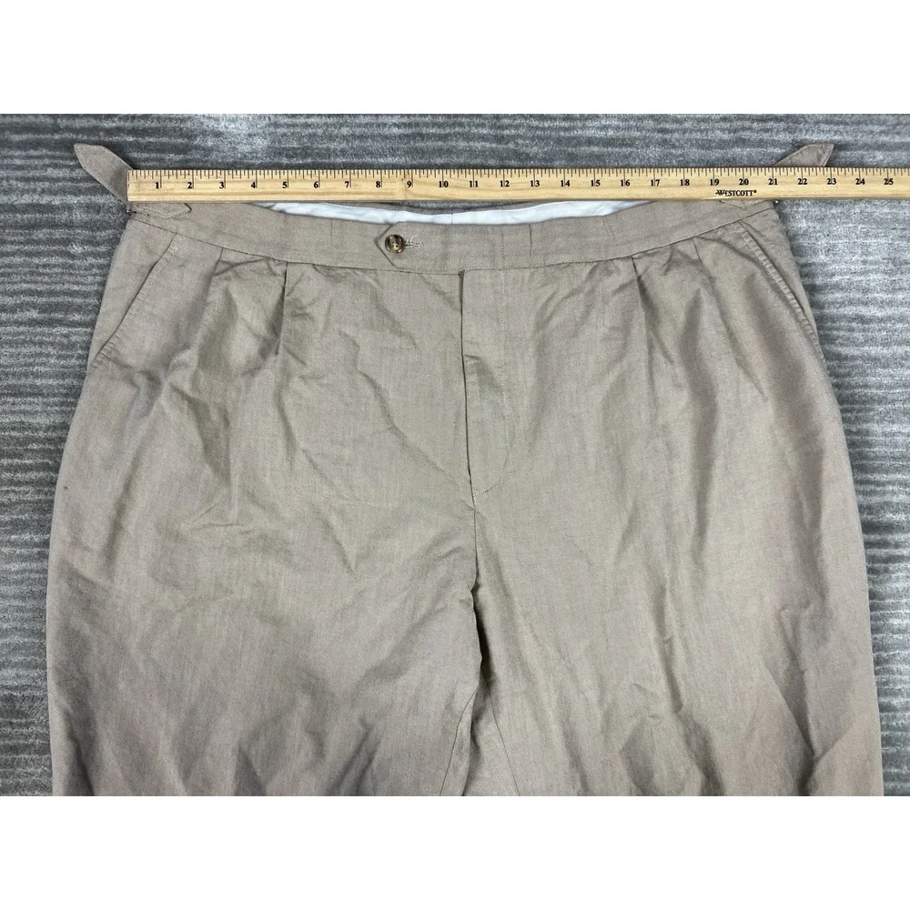 T Harris London Pants‎ Mens 44X32 Brown Straight Leg Chino Pleated Casual